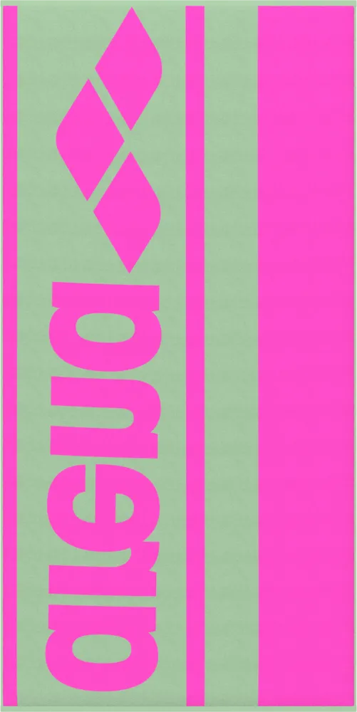 ARENA DUŻY RĘCZNIK  LOGOTYPE JACQUARD TOWEL 180x90cm  LIGHT GREEN - SHOCKING PINK 009181/690
