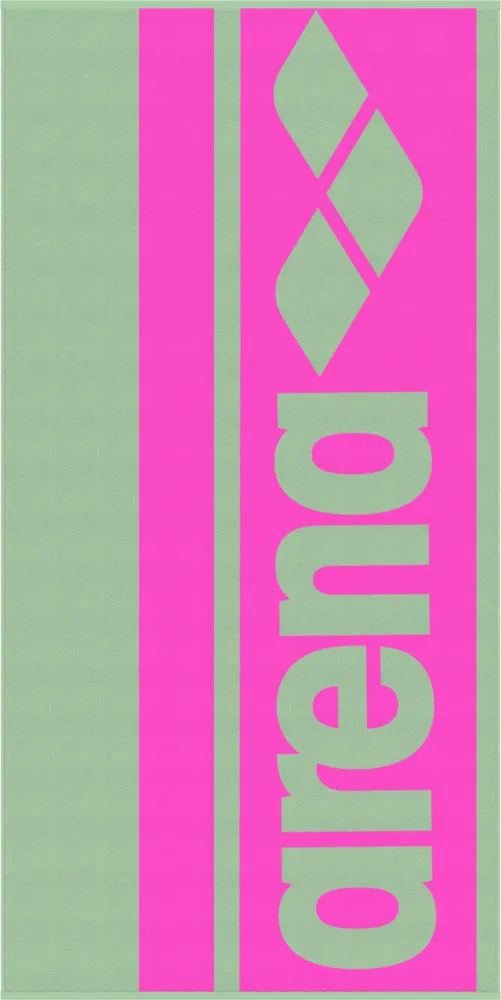ARENA DUŻY RĘCZNIK  LOGOTYPE JACQUARD TOWEL 180x90cm  LIGHT GREEN - SHOCKING PINK 009181/690